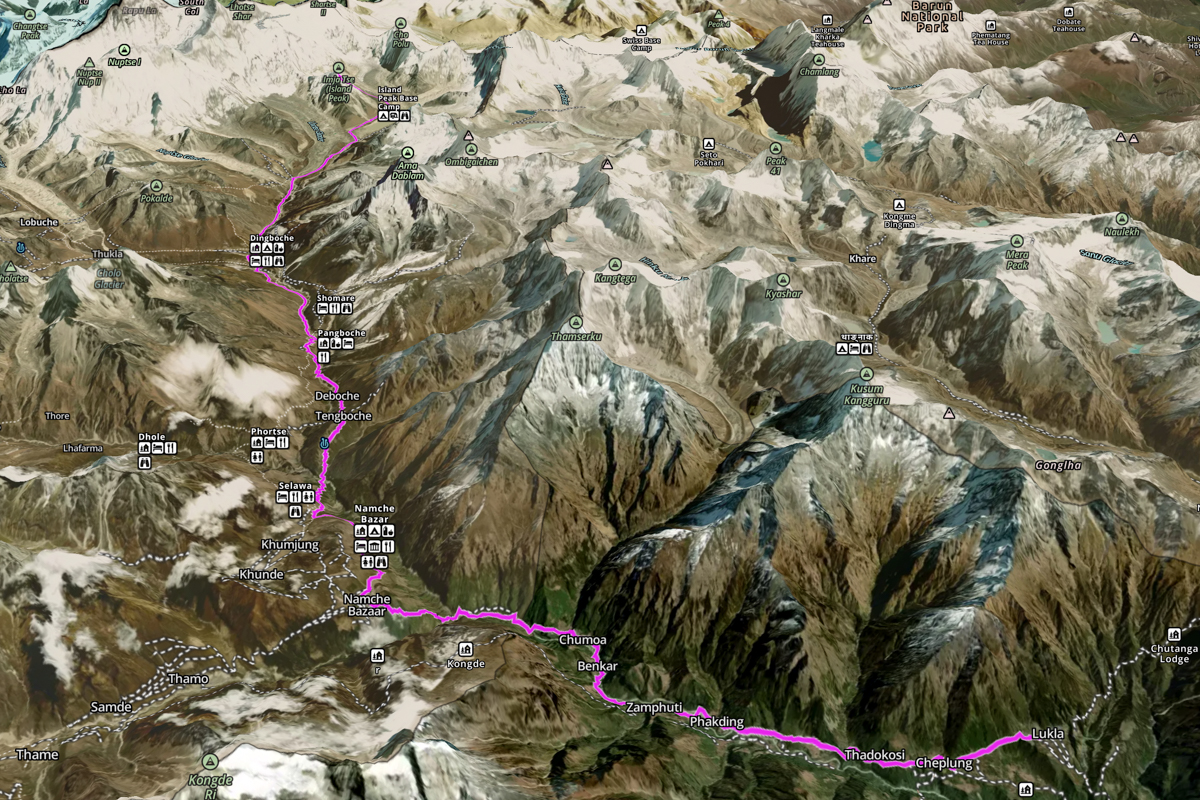 Nepal Trip Report (Overview map of route)