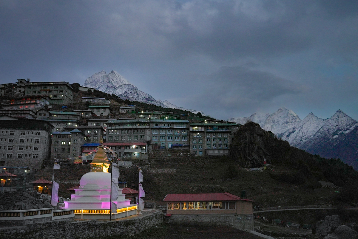 Nepal Trip Report (Stupa in Namche at night)