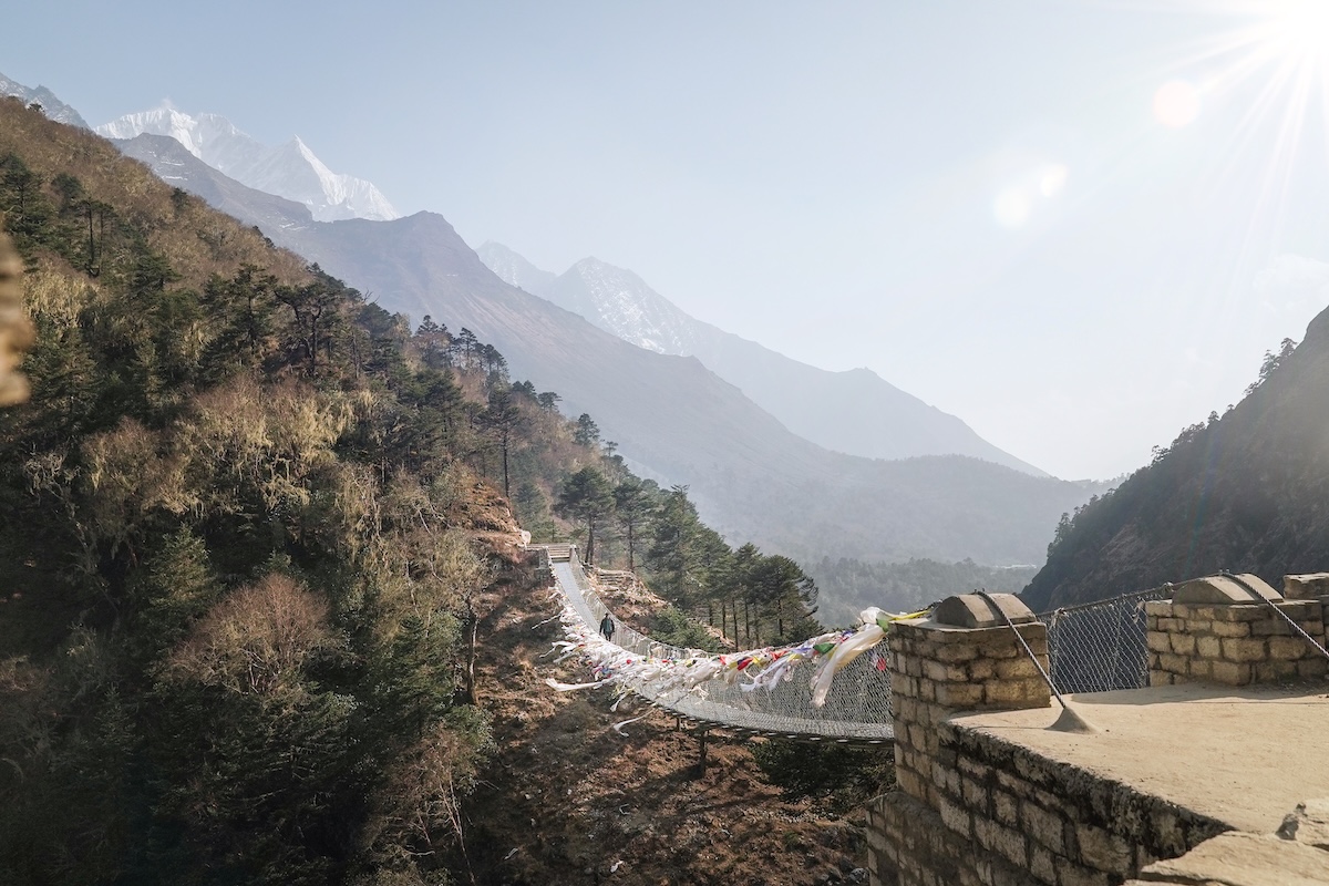Nepal Trip Report (crossing a bridge in the Khumbu Valley)