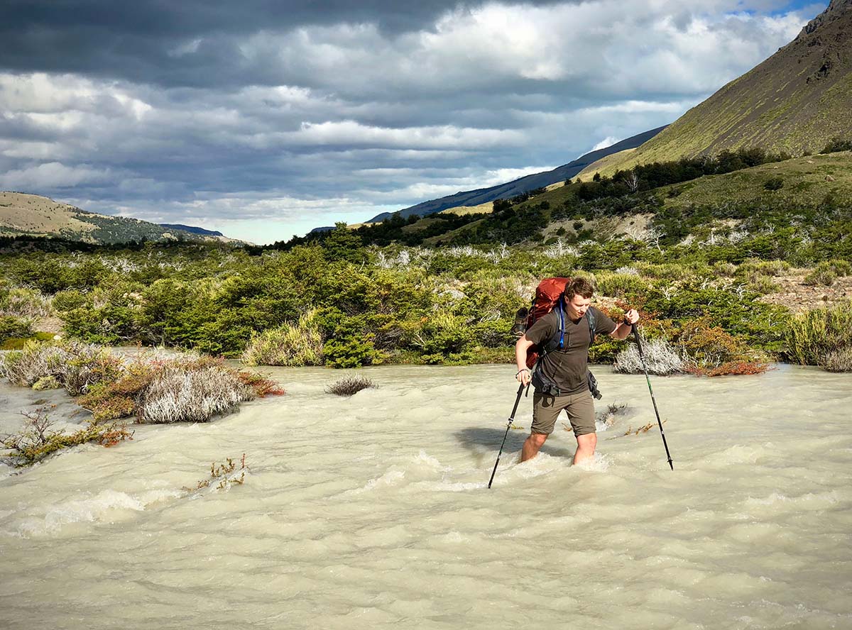 Hiking Huemul Circuit (river crossing)