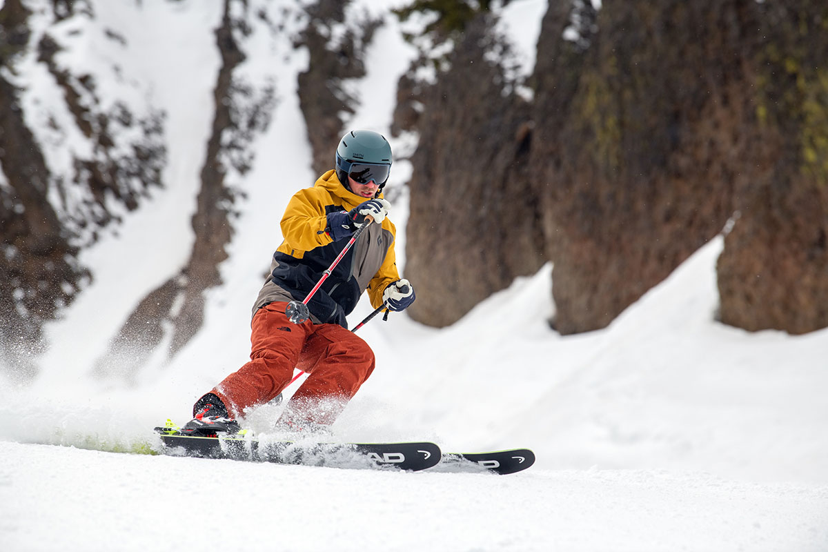 Head Kore 93 all mountain ski (on edge at resort)